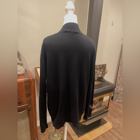 CHRISTINE ALEXANDER L Black Rhinestone Butterfly Mock Neck Zip Pullover Y2K Glam - Picture 6 of 10